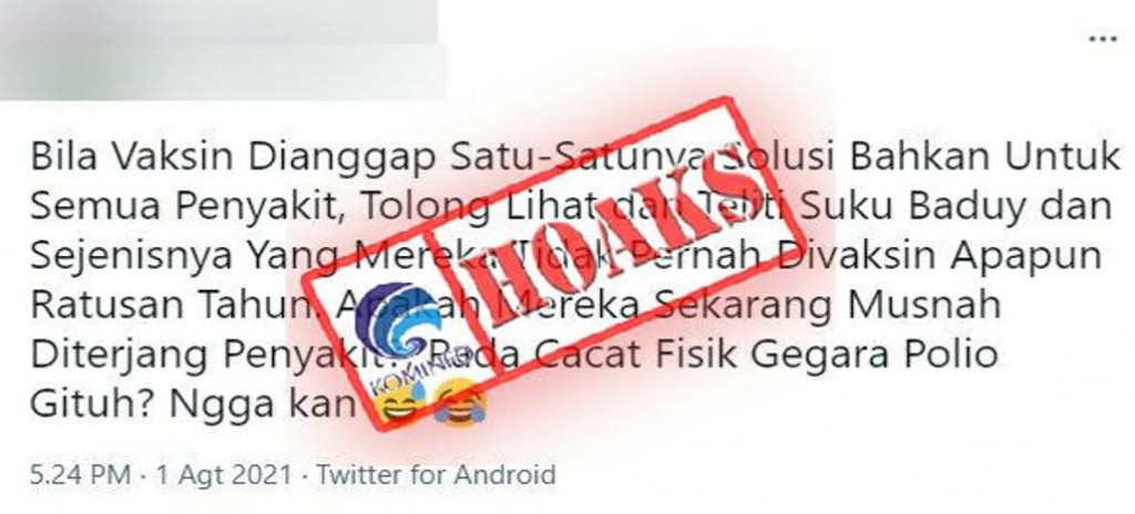 [HOAKS] Suku Pedalaman seperti Suku Badui Tidak Pernah Divaksin
